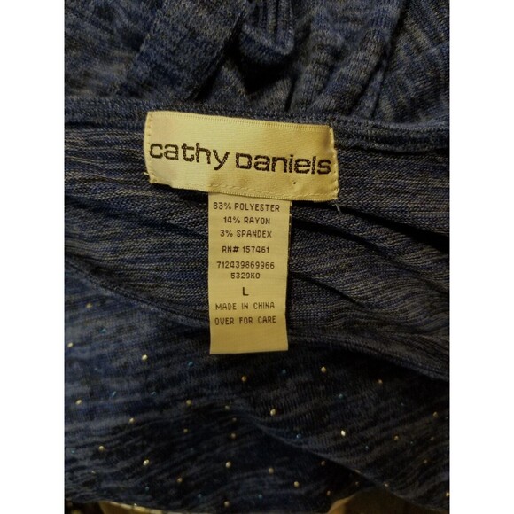 Cathy Daniels Women's Tunic Top Lightweight Knit Size Large Blue Silver Studded - Picture 4 of 4